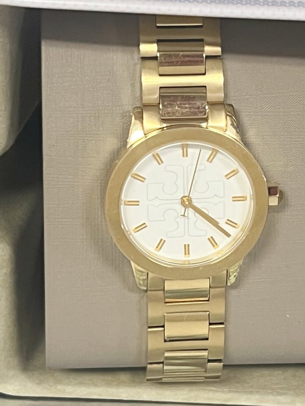 Tory Burch TBW2004 Gigi Ladies Gold Steel Watch 28mm Ivory Dial 3ATM Quartz